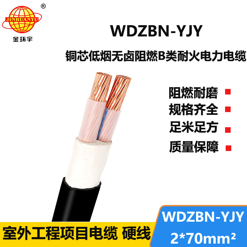 金环宇电缆 二芯电力电缆WDZBN-YJY 2X70平方 低烟无