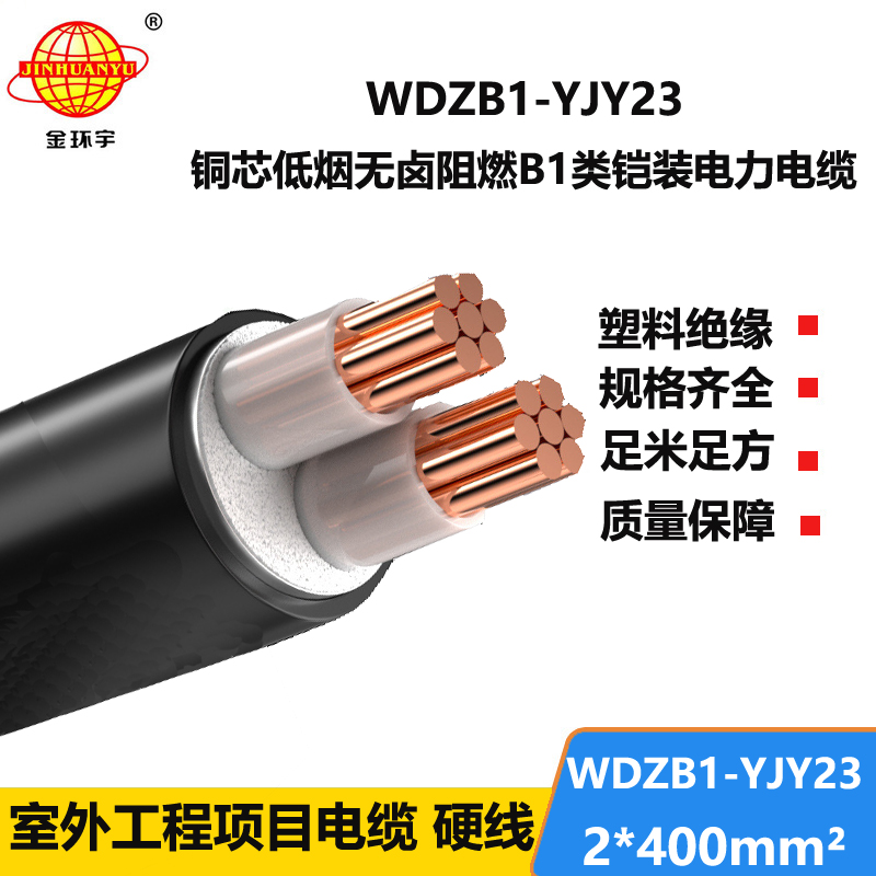 金环宇 低烟无卤铜芯电缆WDZB1-YJY23-2X400平方 b1类阻燃电缆