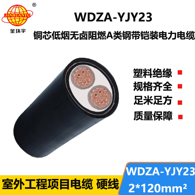 金环宇电缆 a级阻燃电力电缆WDZA-YJY23-2x120低烟无卤钢带铠装电缆